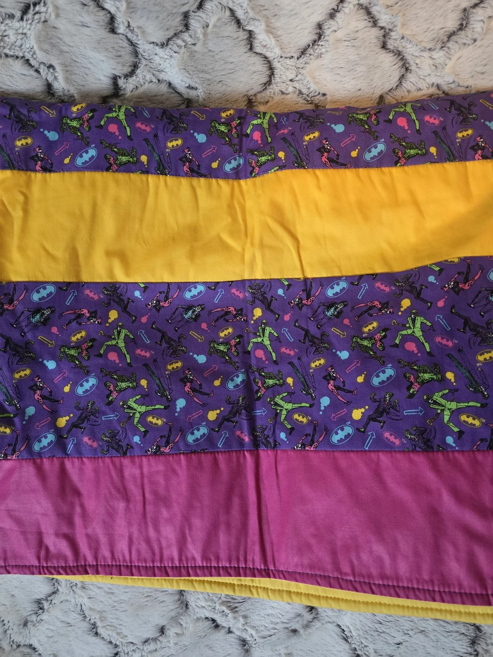 Rare Vintage DC Comics Purple Batman Villains Handmade Quilt Blanket 32x40 NWOT